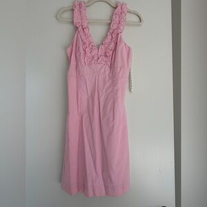 Lilly Pulitzer Pink & White Seersucker Ruffle Dress Size 2